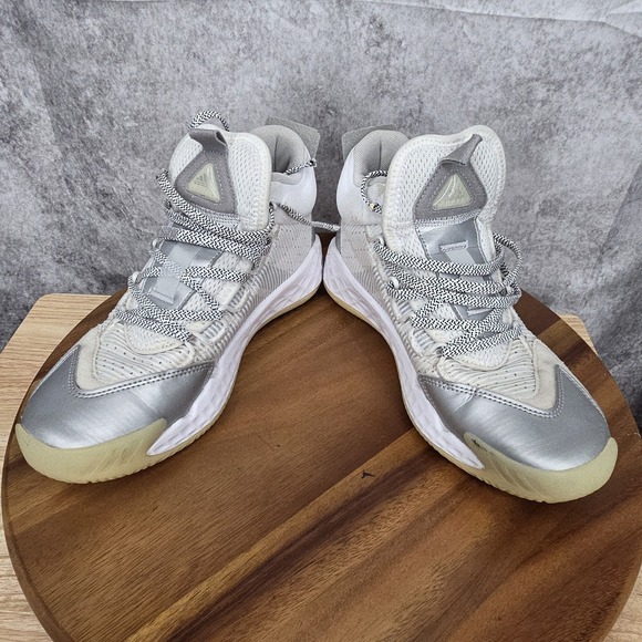 Adidas Pro Boost Mid Basketball Shoes Boys 5.5 White Silver Sneakers FW9511 - Picture 4 of 11